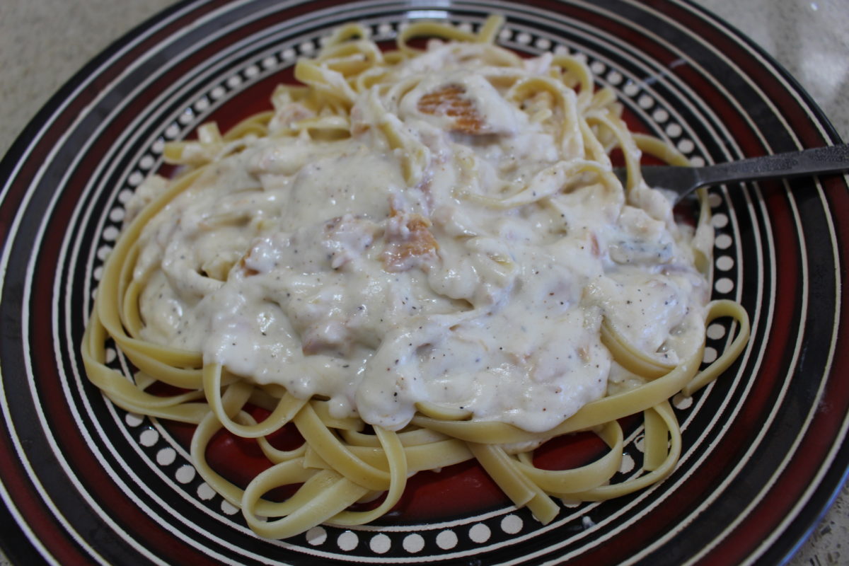 Smoked salmon pasta dish
